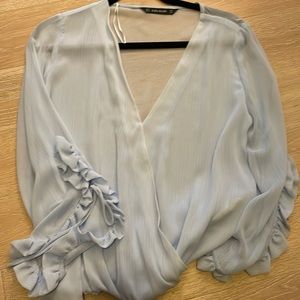 Zara see through light blue top